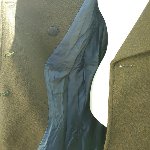 NWT ZARA COTTON WOOL KHAKI OLIVE GREEN DOUBLE BREASTED MILITARY COAT JACKET. M - Picture 9 of 14